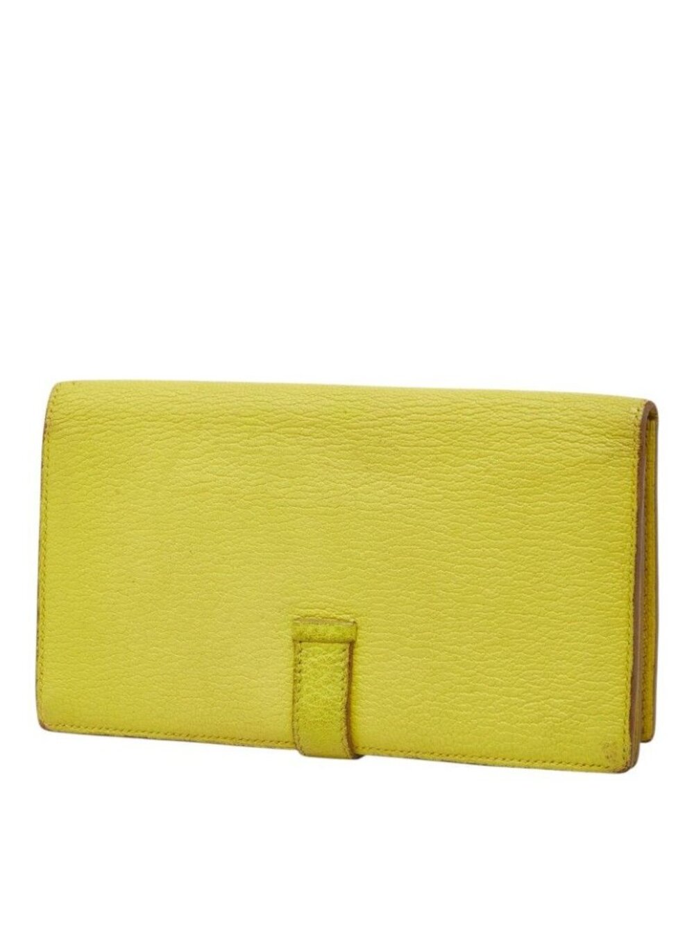Hermes Bearn Souffle Bifold Wallet Lime Yellow Chevre - Picture 2 of 9